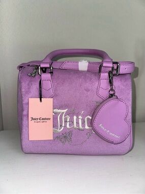 Juicy Couture Lavender Suede Satchel with Heart Charm